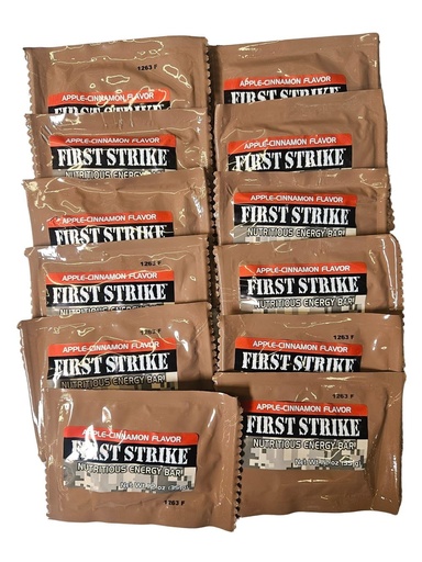 [BRSROCAQBVYG2HL7] Mini First Strike Energy Bars, Mini Size (1.2 oz.) Vitamin Fortified Nutritious Energy Bars - Available in Chocolate, Apple-Cinnamon and Mocha - Authentic USGI MRE Component (12, Apple Cinnamon)
