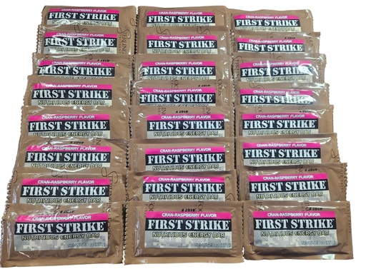 [BRSRAC32OYHAAETJ] First Strike Energy Bar, Full Size [2.3oz] - Authentic Long-Life USGI MRE Ration Nutrition Bars. Many Flavors and Packs to choose from, Recent Production dates (24, CranRaspberry)
