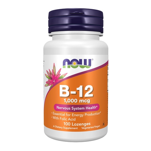 [BRSWIYQYCUFRU2LI] NOW Supplements, Vitamin B-12 1,000 mcg with Folic Acid, Nervous System Health*, 100 Chewable Lozenges