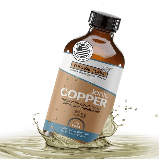 [BRSREYD6A4HGAFI6] Ionic Copper Drops 30 PPM – Premium Bioavailable Liquid Copper Supplement for General Wellness & Trace Mineral Support – Amber Glass Bottle with Dropper – 16 fl oz