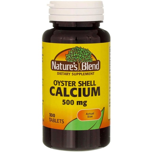 [BRSWGYI7CMHQEEQZ] Nature's Blend Oyster Shell Calcium 500 mg Tablets - 100 ct, Pack of 2