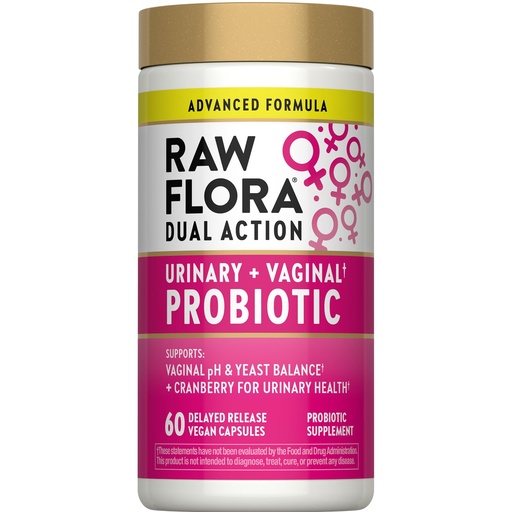 [BRSRGCT3PMHWK3DU] Raw Flora Probiotics for Women | Urinary and Vaginal Probiotic | 60 Capsules | with Cranberry Extract | Vegan & Gluten Free Supplement