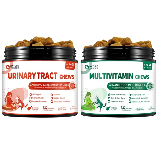 [BRSRYYABBMGRMEL6] NATURE TARGET Dog Multivitamin Soft Chews, Cranberry Supplement for Dogs