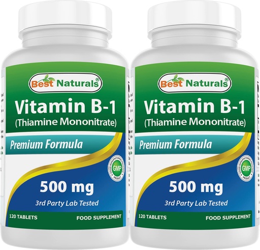 [BRSW2AQPAUCAKYAV] Best Naturals Vitamin B1 as Thiamine Mononitrate 500 mg Tablets (120 Count (Pack of 2))
