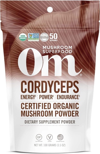 [BRSWIHYQO4DAOHTO] OM MUSHROOM SUPERFOOD Cordyceps Organic Mushroom Powder, 3.5 Ounce, 50 Servings, Energy, Power, Stamina and Endurance Support, Superfood supplement for Sports Performance