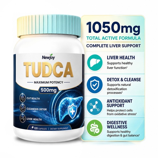 [BRSRYYI2OF5BYF3L] NewJoy Liver Cleanse & Detox Repair Supplement, 500mg TUDCA with Milk Thistle, Beet Root, Dandelion & Curcumin, Supports Gallbladder Bile Production & Cellular Health, 120 Veg Capsules, Non-GMO
