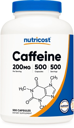 [BRSWKFQPCINAEEQ3] Nutricost Caffeine Pills, 200mg Per Serving (500 Caps)