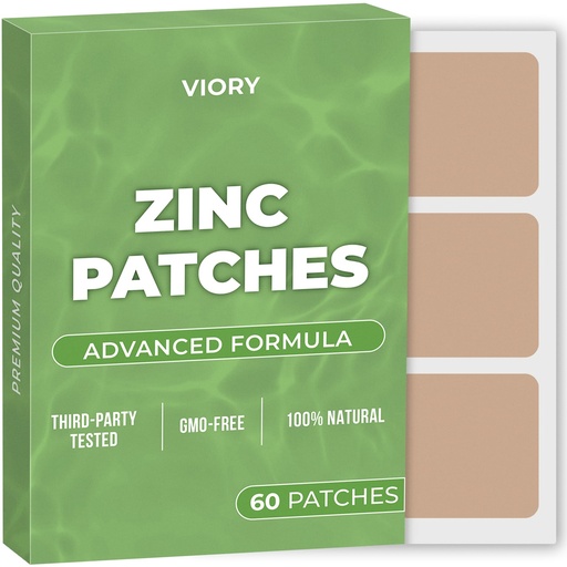 [BRSRA23ROAPWG3L3] Zinc Patches (Pack of 60) - 100% Natural Patch for Women and Men - with Biotin - Immune & Body Support - Enhanced Formula