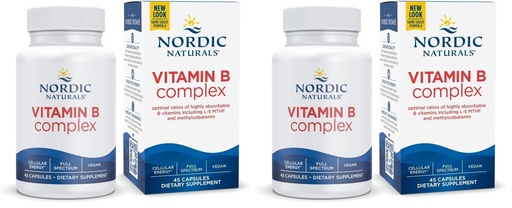 [BRSRY2T4O4CGKG3F] Nordic Naturals Vitamin B Complex - 45 Capsules Thiamine, Riboflavin, Niacin, B6 & B12, Folate, Biotin, Pantothenic Acid Heart Brain Health, Energy, Metabolism Non-GMO Servings (Pack of 2)