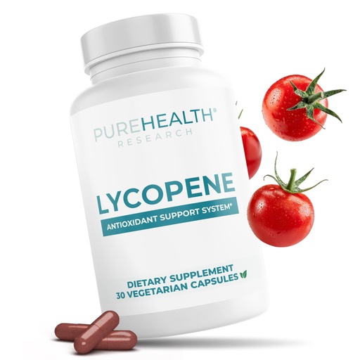 [BRSRYYYLCUHAMHTB] PUREHEALTH RESEARCH Lycopene for Women & Men | Antioxidant Wellness Support with Tomato Fruit Extract, Standardized to 10% Lycopene 250mg - 30 Vegetarian Capsules