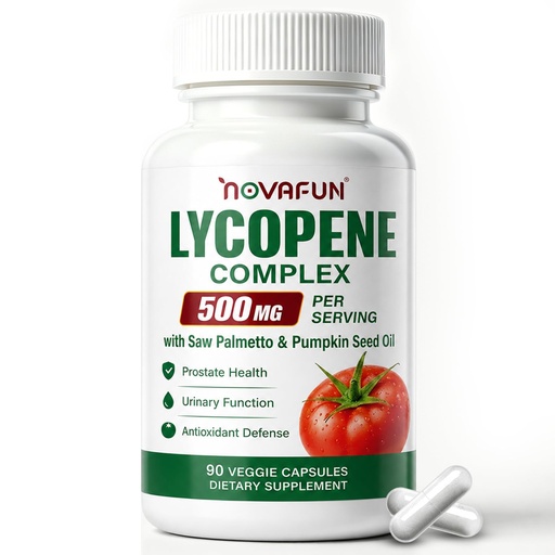 [BRSRYYDRAABROGQZ] Lycopene 500mg Supplement for Men, Prostate Support, 90 Ct | With Saw Palmetto & Pumpkin Seed Oil, Urinary Health & Antioxidant Support, Vegan, 45 Day Supply