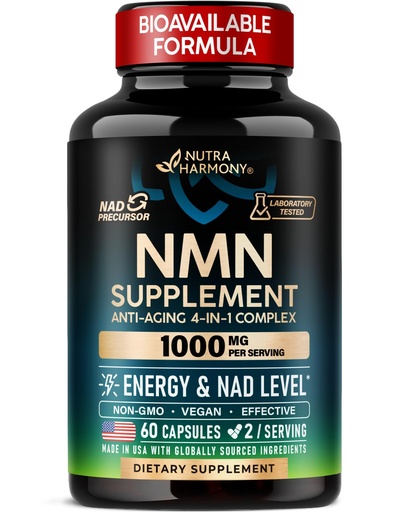 [BRSRGBQ3OQMQG2AU] NMN Supplement - NMN w/ Resveratrol, TMG & Lycopene 1000mg - 60 Caps | NAD Level & Energy Production Support - Anti-Aging & Skin Health - Pure & Laboratory-Tested Nicotinamide Mononucleotide