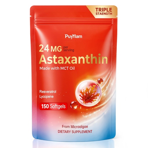 [BRSRGAYEAUCB4ETK] Astaxanthin 24mg, Resveratrol 100mg & Lycopene 40mg, 3-in-1 Liposome Antioxidant Supplements Complex with MCT Oil for Skin, Eye, Heart, Immune & Healthy Aging Support | Non-GMO, No Soy - 150 Softgels