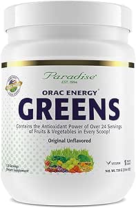 [BRSWYZDRBZ4GKHL4] Paradise Herbs, ORAC Energy Greens Powder, Antioxidant Power of 24 Servings of Fruits & Vegetables in 1 Scoop, 120 Servings