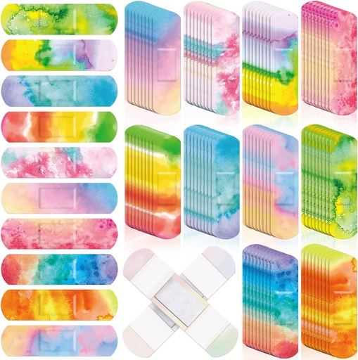 [BRSRMCA7OJYWCYL4] Lounsweer 120 Pcs Kids Bandages Bulk Tie Dye Pastel Colored Bandages for Kid Cute Waterproof Flexible Adhesive Tap Breathable Care for Child Baby Toddler Cut Scrapes Wounds Burn, 10 Style(Tie Dye)