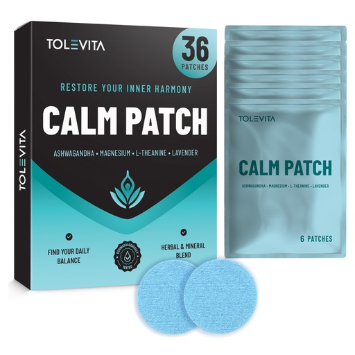 [BRSRGFAKBUGRUETU] Calm Patches 36 pcs (Blue) – Relaxation & Stress Relief with GABA, Ashwagandha, L-Theanine, Passion Flower, Magnesium – Herbal Mood & Calm Support