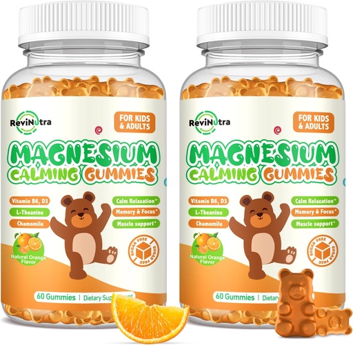 [BRSRAFQZBMHAKH32] Magnesium Gummies for Kids - Magnesium Glycinate Gummies Supplement with L-Theanine, Vitamin B6, D3 for Adults & Kids, Calm Magnesium for Sleep, Relaxation, Brain, Bones,Sugar Free Orange 120ct