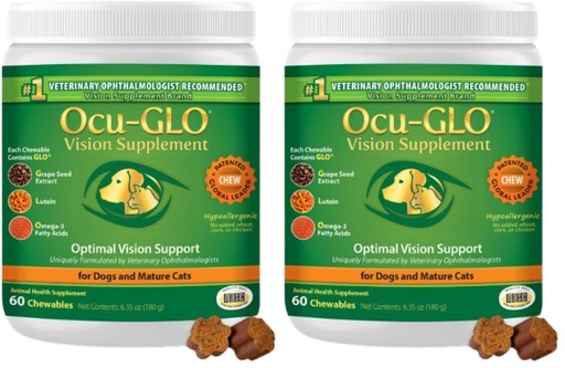 [BRSRGFIFC4DQEC3D] Cat & Dog Supplement for Eye Support - Chewable Vision Vitamins Supplements for Large and Small Pets Care with Lutein, Omega-3 Fatty Acids, Grape Seed Extract & Antioxidants (Pack of 2)
