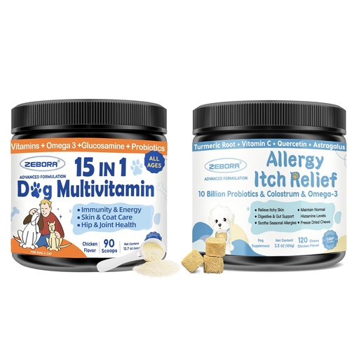 [BRSROC3QAUAWCD36] Dog Multivitamin Powder with Glucosamine, Dog Allergy Relief Chews