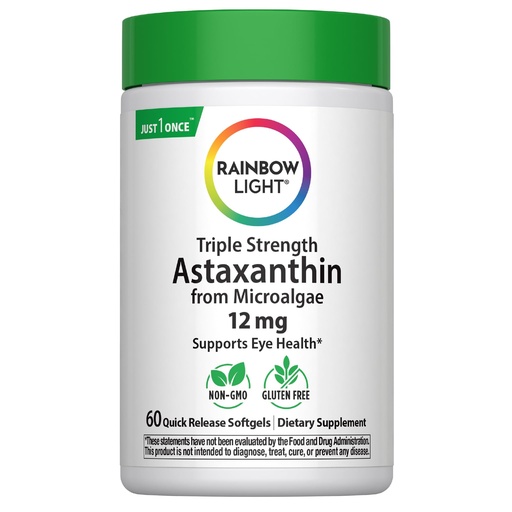 [BRSRYZYFOIMW2C3G] Rainbow Light Astaxanthin 12mg Supplement | 60 Softgels | from Haematococcus Pluvialis Microalgae Extract | Supports Eye Health | Non-GMO & Gluten Free