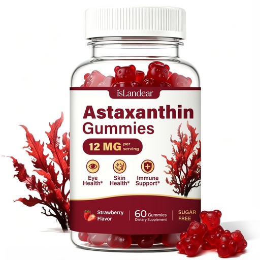 [BRSRYYIZCN4GAALK] Astaxanthin Gummies 24mg Max with 12mg Per Gummy, Astaxanthin Supplements | 60 Count with Lycopene, Vitamins & CoQ10, Sugar-Free Vegan Antioxidant Support for Eye, Skin & Immune Health