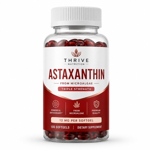 [BRSRYEL2CECGE23O] Thrive Nutrition Astaxanthin 12 mg, 100 Count | Sleep Supplement with L-Theanine, Magnesium Glycinate, Valerian Root & Passionflower, Sugar Free, Vegan Strawberry Gummies