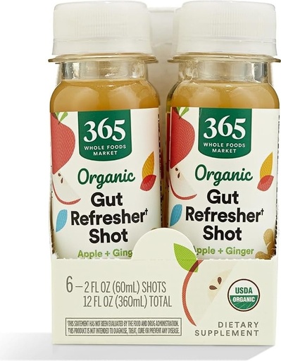 [BRSROGICOJ6A4DY2] 365 by Whole Foods Market Organic Gut Health Perishable Shot 6pk, 2 FZ