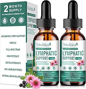 [BRSRAGL6OYPBE2YZ] Mulittea Lymphatic Drainage Drops-Vegan 11-in-1 Lymphatic Drainage Supplements-Lymph System Support with Echinacea,Cleavers,Elderberry-Detox Cleanse-Non-GMO -2 fl oz-60 Servings-2 Pack