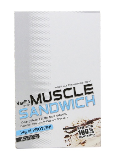 [BRSWIYTQDMGA4FLE] Muscle Foods Muscle Sandwich, Peanut Butter Vanilla, 12-Count Net wt.2.0 oz