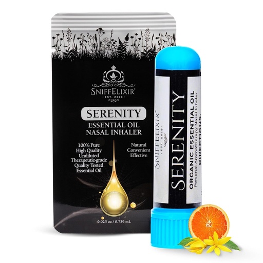 [BRSRACABDMIRMEQU] Serenity Stress Relief Aromatherapy Nasal Stick Vapor Inhaler for Calm, Self Care, USA Made with Organic Citrus Essential Oils, Stress Reliever Gift