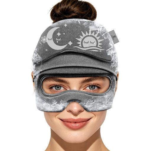[BRSRGGIOPIOWM3D7] Migraine Relief Cap with Flip-up Eye Mask for Headache & Stress Relief | Headache Relief Hat for Hangover, Tension-Cold Compress Head Wrap