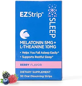 [BRSROBAFB4FWAYLZ] Sleep Aid Supplement - Berry Flavor, 30 Count - Dissolving Sleep Strips with Melatonin and L Theanine for Support with Falling Asleep - Made in The USA, Sugar and Gluten-Free