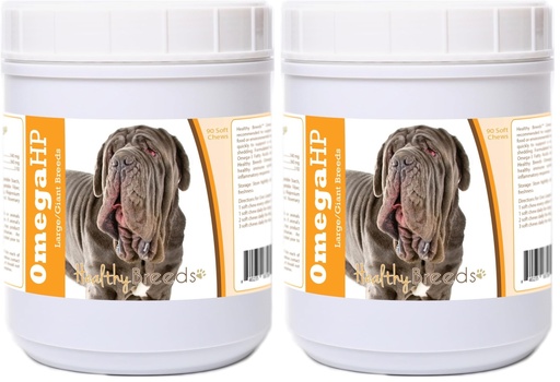 [BRSROFLYOINQ4ET5] Healthy Breeds Neapolitan Mastiff Omega HP Fatty Acid Skin and Coat Support Soft Chews 90 Count (Pack of 2)