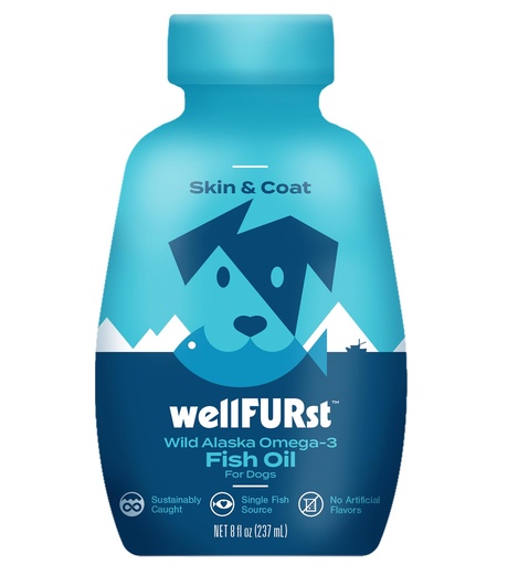 [BRSRGHTQBN5R4C3A] Wild Alaska Omega-3 Fish Oil for Dogs, EPA & DHA Supplement, 8oz | Made with Wild Alaska Fish Oil, rich in Omega-3 EPA & DHA to Support Healthy Skin, Coat, and Overall Wellness