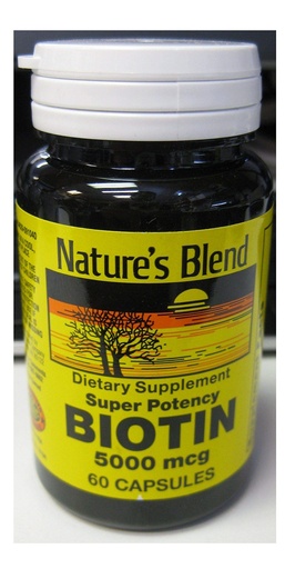 [BRSWKZQMBABAADDA] Natures Blend B Biotin Capsules 5000mcg Capsules, 60 Count Per Bottle