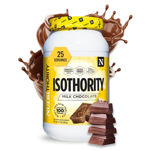 [BRSWGFIHCQHQ4C3K] Nutrithority - Isothority Isolated Whey Protein Powder with Ultra-Absorbable Protein and BCAAs to Build Muscle and Accelerate Recovery, Keto Friendly, Low Carbs, Gluten Free (Milk Chocolate)