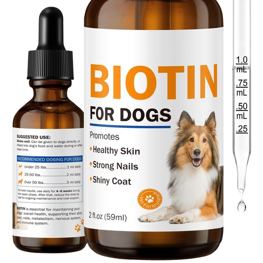 [BRSRGAITDEGQOF33] Biotin Supplement for Dogs Healthy Skin and Coat, Improves Brittle Nails | Promotes Comfort from Seasonal Shedding, 2000 mcg, Liquid Biotin for Better Absorption with Collagen and Zinc