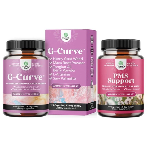 [BRSRYZARCIPQY23Z] Bundle of G-Curve Butt and Breast Support Capsules - Horny Goat Weed Muira Puama & Maca Root and PMS Support Supplement for Women – Hormone Balance with DIM, Chasteberry, Black Cohosh & Ashwagandha