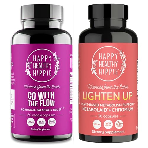 [BRSRGY34AUFRG3T5] Happy Healthy Hippie Lighten Up Weightloss Supplement (Metabolaid™ + Chromium) & Go with The Flow Hormone Balance