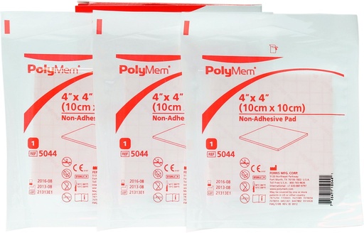 [BRSWIGQ7A4MWKHDU] Polymem 4" x 4" Non-Adhesive Pad Wound Dressing, 3 Count (Pack of 1)