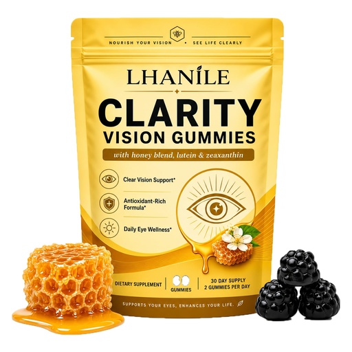 [BRSRYZI2OV4B62DL] Lhanile Clarity Vision Gummies, Honey Eye Gummies, 60 Gummies | with Lutein & Zeaxanthin Blend