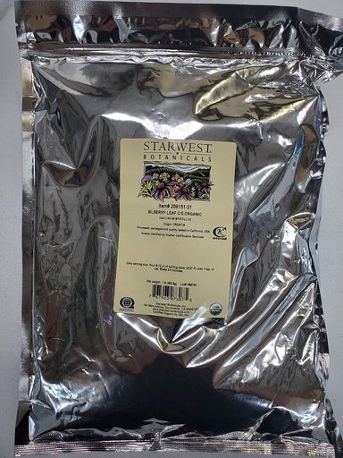 [BRSWIEDYAQFR2FLO] Bilberry Leaf Cut & Sifted Organic - 1 Lb,(Starwest Botanicals),