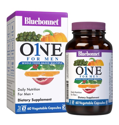 [BRSWG2YTCMDQEGY7] Bluebonnet Nutrition Men’s One Vegetable Capsule, Whole Food Multiple, K2, Organic, Energy, Vitality, Non-GMO, Gluten, Soy & Milk Free, Kosher, 3 Month Supply, 90 Count