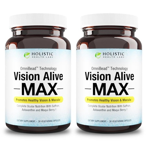 [BRSRGGQHAAPAAHL5] Holistic Health Labs Vision Alive Max with 8 Natural Ingredients Lutemax® 2020, Bilberries, Blueberries, c3g from Black Currant, Maqui Berry, Saffron, and Astaxanthin (30 Count (Pack of 2))