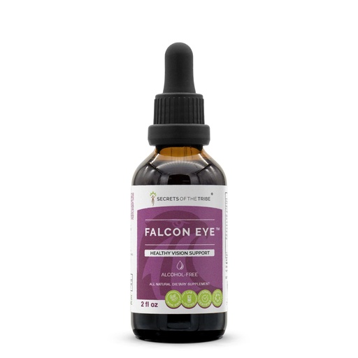 [BRSWGZQEARYGGF3G] Secrets of the Tribe Falcon Eye Alcohol-Free Extract, Alcohol-Free Bilberry, Eyebright, Ginkgo, Green Tea, Carrot, Grape. Tincture Glycerite Healthy Vision Support (2 FL OZ)