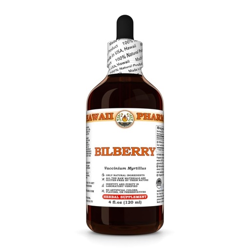 [BRSRAAANCRYWECDA] Bilberry (Vaccinium Myrtillus) Dry Leaf Tincture, Made in Hawaii, Raw Materials, All Natural, Vegan, Pure Liquid Extract - 4 fl.oz