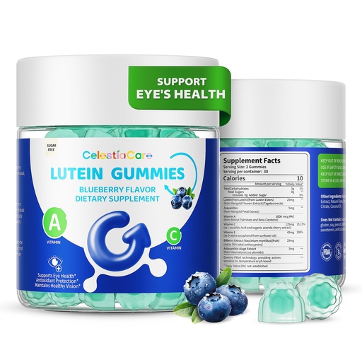 [BRSREGT5OEJWMEY7] Lutein and zeaxanthin Eye Vitamins Gummies, Bilberry, Astaxanthin, Eye Vitamins for Kids and Adult Vision&Blue Light Support, Overall Eye&Macular Health-60 Count