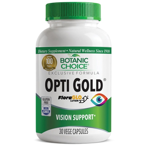 [BRSWYYIKO57GMYLK] Botanic Choice Opti Gold Vision Eye Health Supplement, 30 Capsules | Supports Eye Health with FloraGLO® Lutein, zeaxanthin, Bilberry, Taurine & Vitamin A. Non-GMO, Gluten Free, 30-Day Supply. | Supports eye health with FloraGLO® lutein, zeaxanthin, bilberry, taurine & vitamin A. Non-GMO, gluten free, 30-day supply.