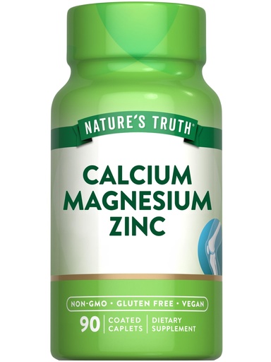 [BRSWGCT2OR7QY3L2] Nature's Truth Calcium Magnesium Zinc | 90 Coated Caplets | Vegan, Non-GMO, and Gluten Free Supplement