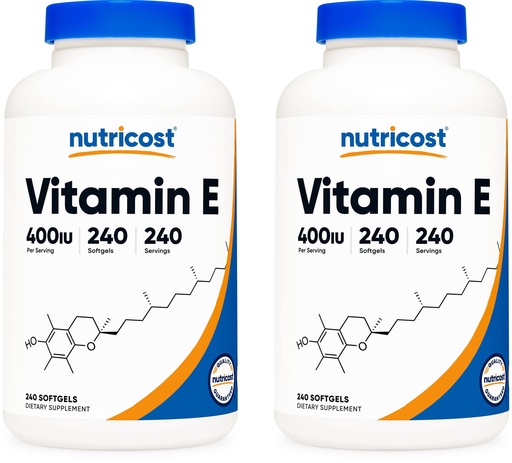 [BRSWKG34BQFWOFLA] Nutricost Vitamin E 400 IU, 240 Softgel Capsules (2 Bottles)